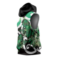 Piwakawaka New Zealand Matariki Sleeveless Hoodie Maori New Year Silver Fern Green Galaxy LT14 - Polynesian Pride