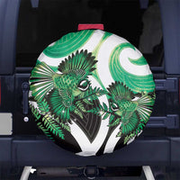 Piwakawaka New Zealand Matariki Spare Tire Cover Maori New Year Silver Fern Green Galaxy