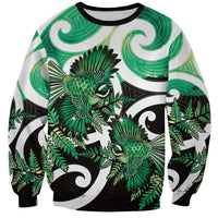 Piwakawaka New Zealand Matariki Sweatshirt Maori New Year Silver Fern Green Galaxy