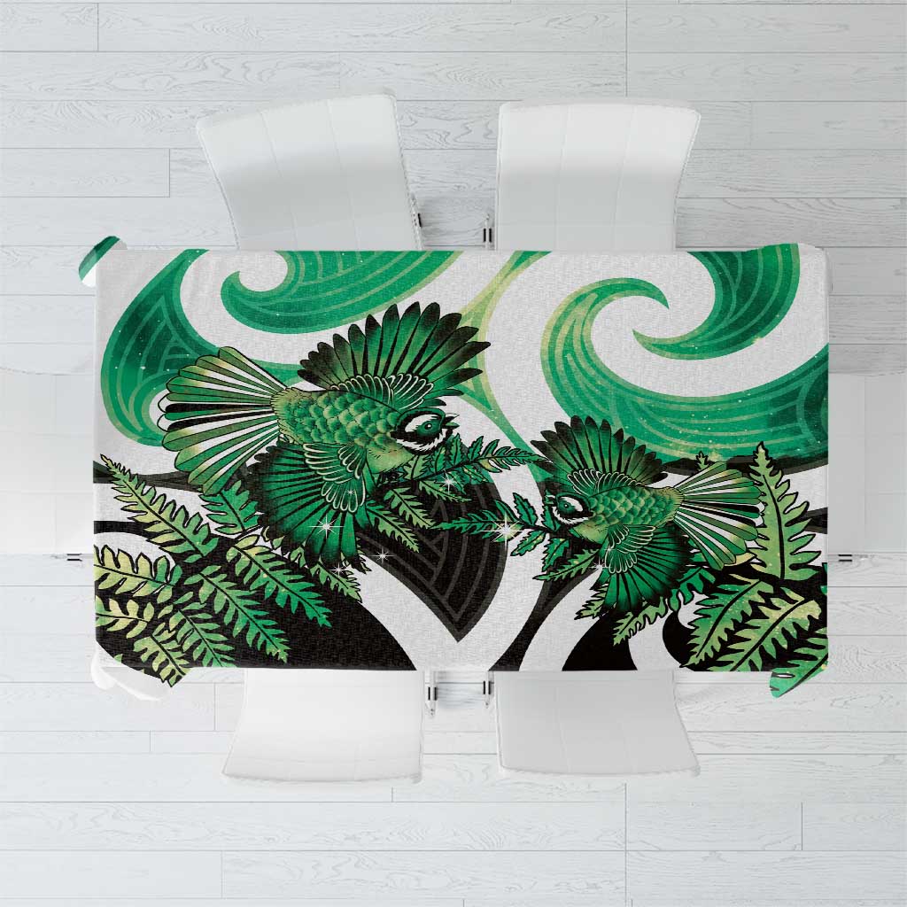 Piwakawaka New Zealand Matariki Tablecloth Maori New Year Silver Fern Green Galaxy LT14 Green - Polynesian Pride