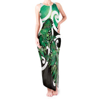 Piwakawaka New Zealand Matariki Tank Maxi Dress Maori New Year Silver Fern Green Galaxy