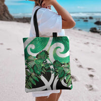 Piwakawaka New Zealand Matariki Tote Bag Maori New Year Silver Fern Green Galaxy