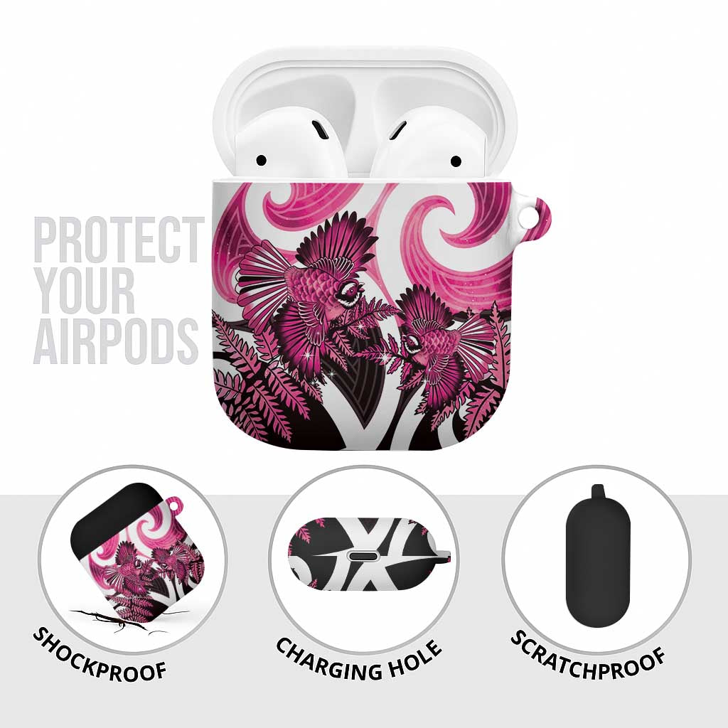 Piwakawaka New Zealand Matariki AirPods Case Maori New Year Silver Fern Pink Galaxy