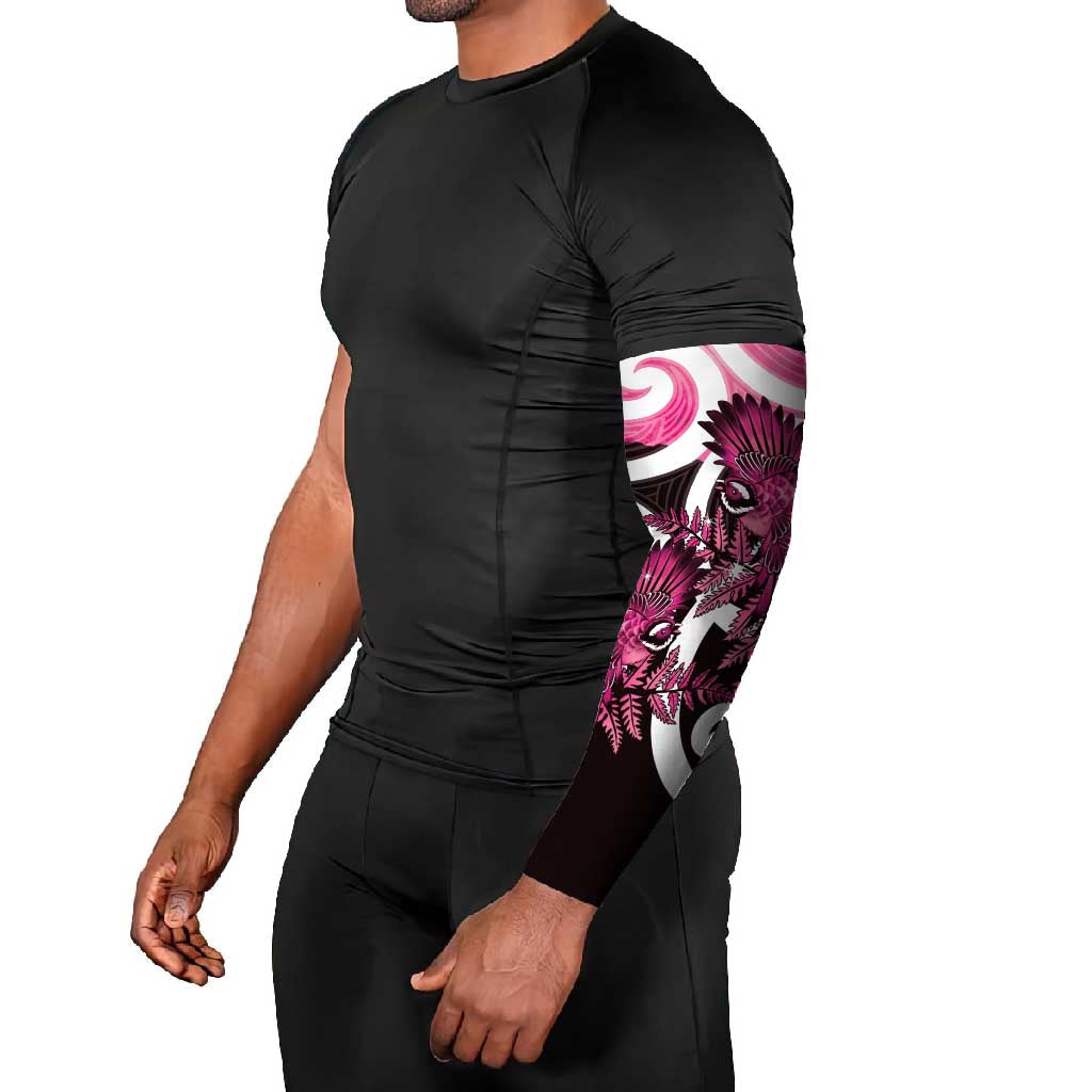 Piwakawaka New Zealand Matariki Arm Sleeves Maori New Year Silver Fern Pink Galaxy LT14 - Polynesian Pride
