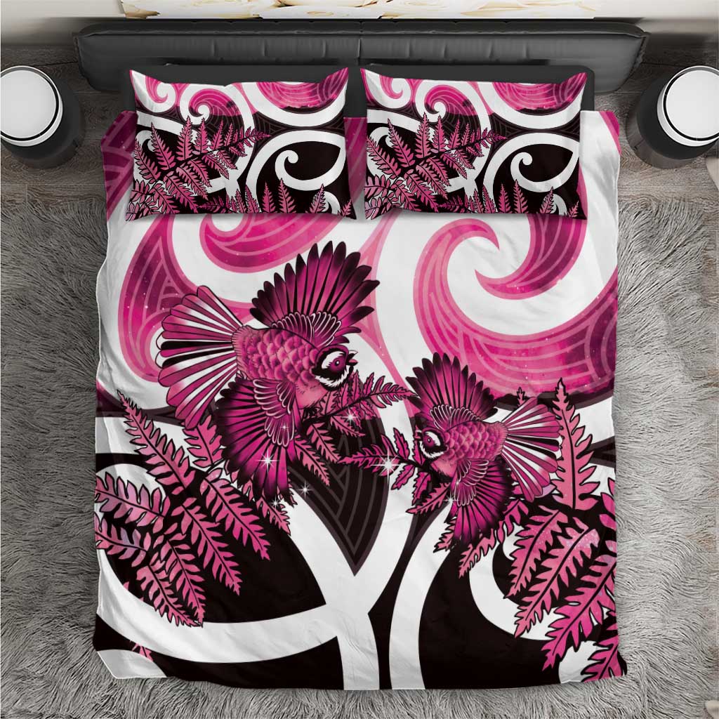Piwakawaka New Zealand Matariki Bedding Set Maori New Year Silver Fern Pink Galaxy LT14 Pink - Polynesian Pride