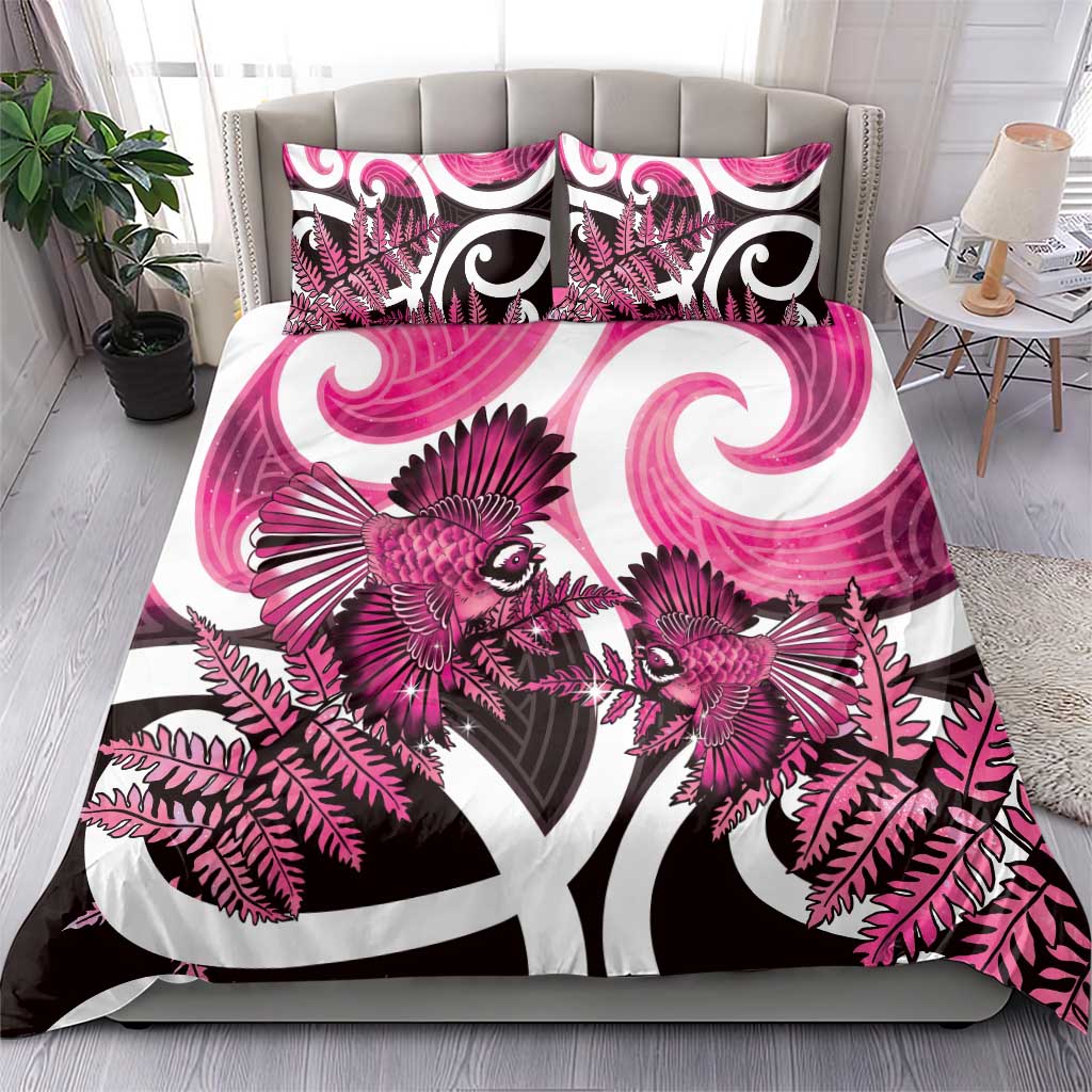Piwakawaka New Zealand Matariki Bedding Set Maori New Year Silver Fern Pink Galaxy LT14 - Polynesian Pride