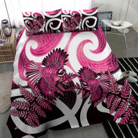 Piwakawaka New Zealand Matariki Bedding Set Maori New Year Silver Fern Pink Galaxy LT14 - Polynesian Pride