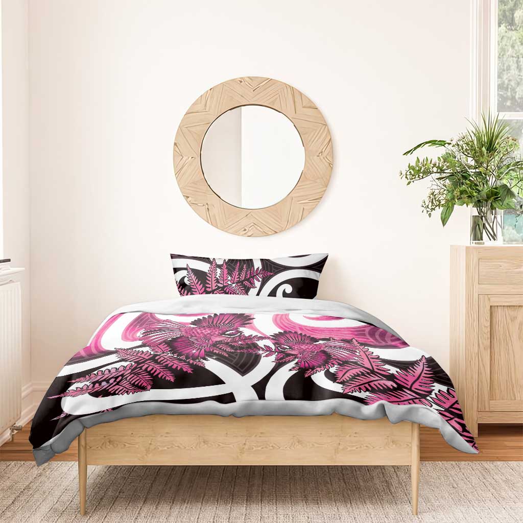 Piwakawaka New Zealand Matariki Bedding Set Maori New Year Silver Fern Pink Galaxy LT14 - Polynesian Pride