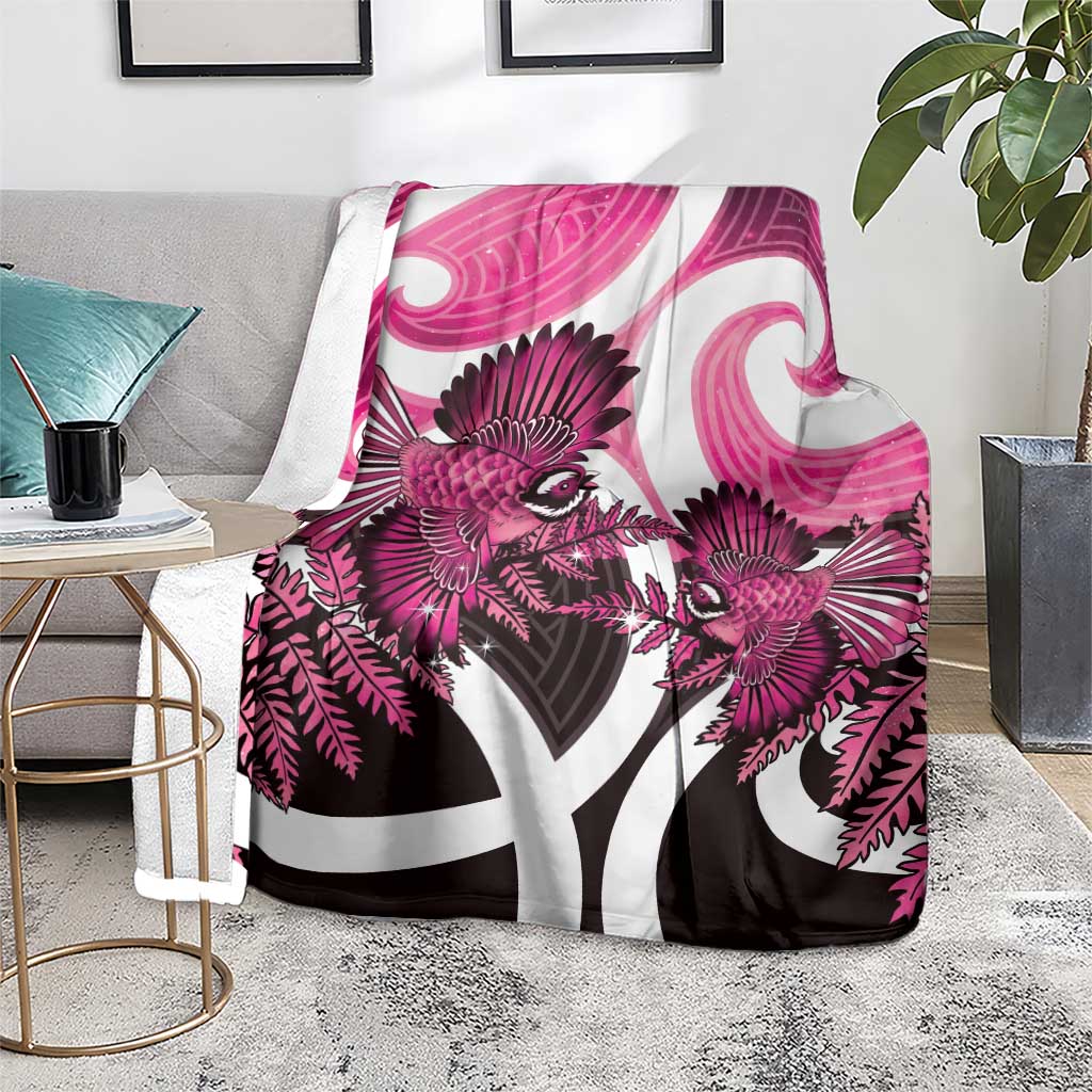 Piwakawaka New Zealand Matariki Blanket Maori New Year Silver Fern Pink Galaxy
