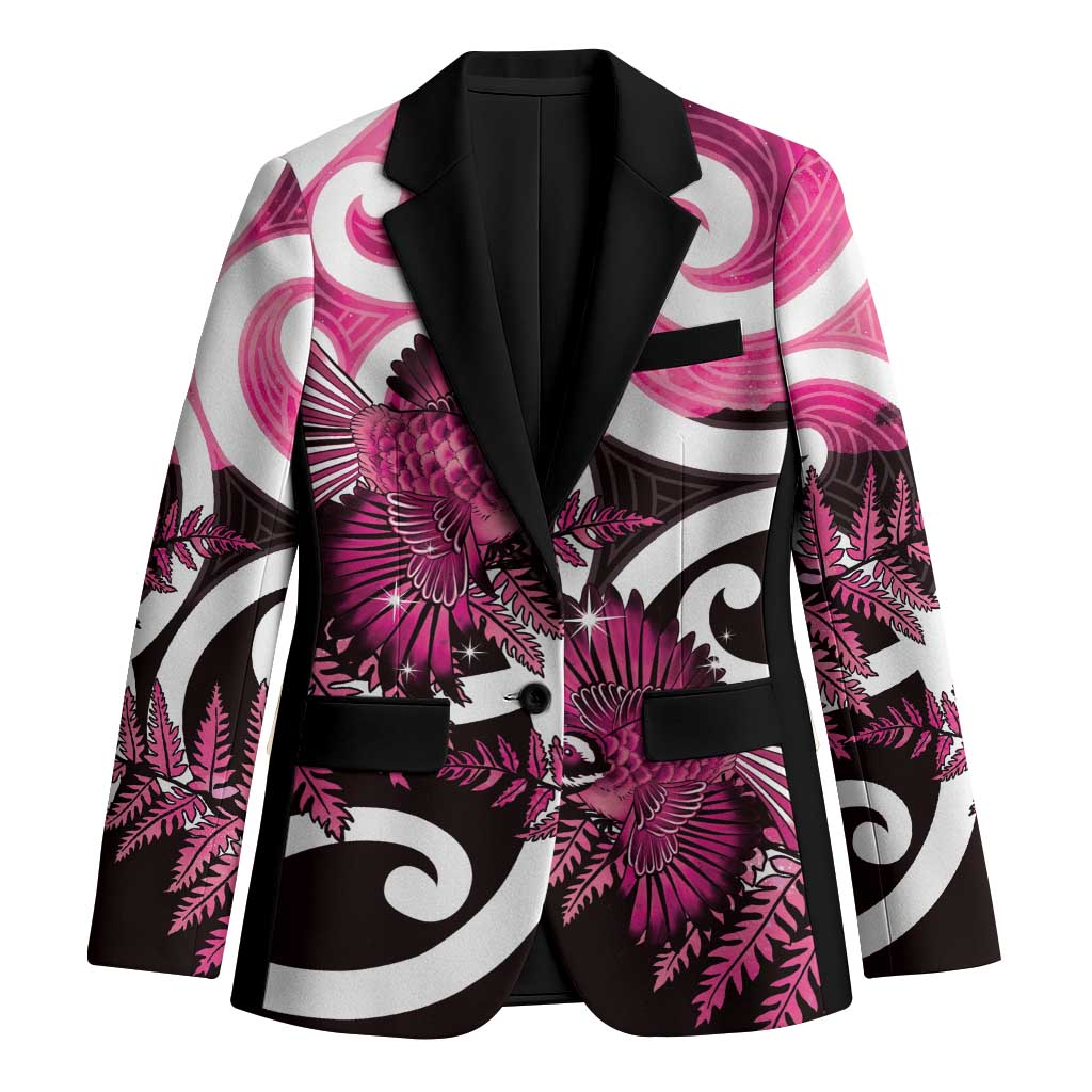 Piwakawaka New Zealand Matariki Blazer Maori New Year Silver Fern Pink Galaxy LT14 Unisex Pink - Polynesian Pride