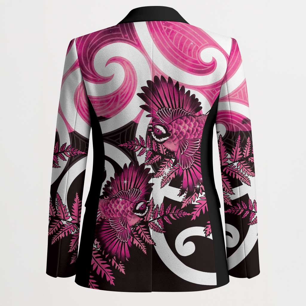 Piwakawaka New Zealand Matariki Blazer Maori New Year Silver Fern Pink Galaxy LT14 - Polynesian Pride