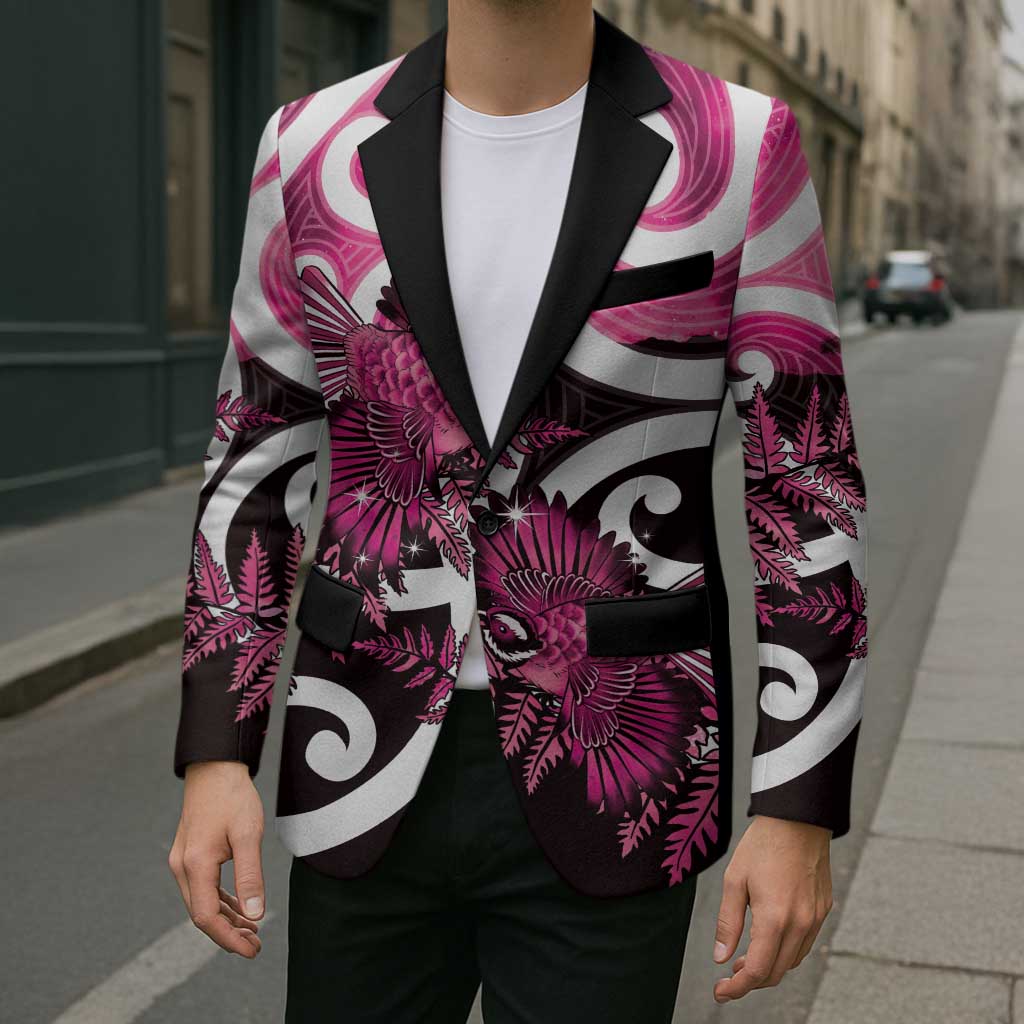Piwakawaka New Zealand Matariki Blazer Maori New Year Silver Fern Pink Galaxy LT14 - Polynesian Pride