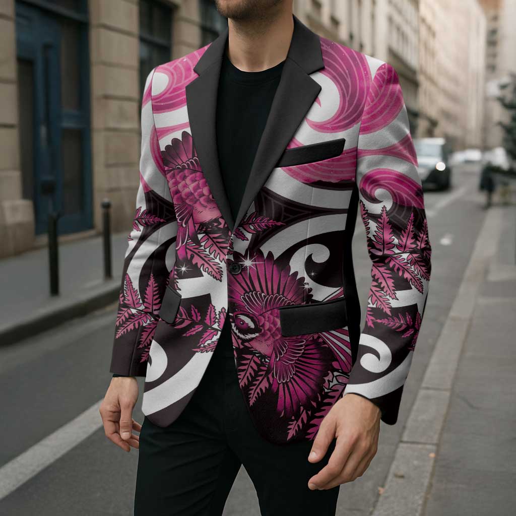 Piwakawaka New Zealand Matariki Blazer Maori New Year Silver Fern Pink Galaxy LT14 - Polynesian Pride