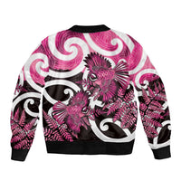 Piwakawaka New Zealand Matariki Bomber Jacket Maori New Year Silver Fern Pink Galaxy