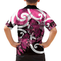 Piwakawaka New Zealand Matariki Family Matching Mermaid Dress and Hawaiian Shirt Maori New Year Silver Fern Pink Galaxy LT14 - Polynesian Pride