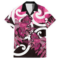 Piwakawaka New Zealand Matariki Family Matching Mermaid Dress and Hawaiian Shirt Maori New Year Silver Fern Pink Galaxy LT14 Dad's Shirt - Short Sleeve Pink - Polynesian Pride