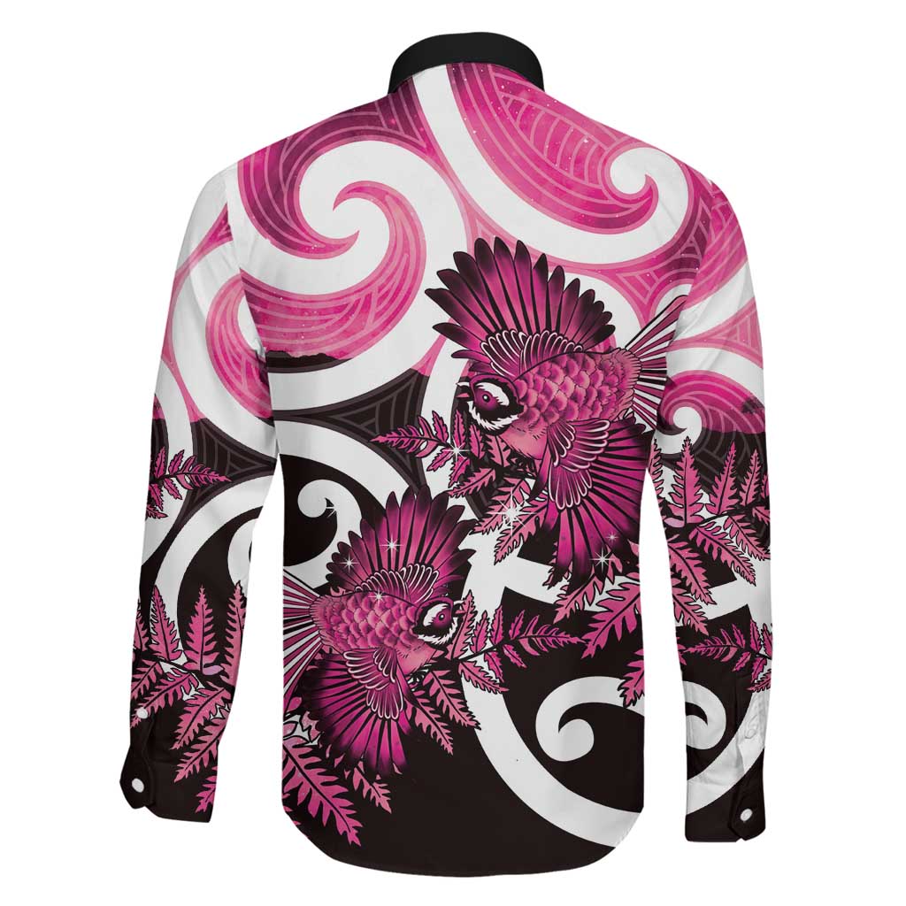 Piwakawaka New Zealand Matariki Family Matching Mermaid Dress and Hawaiian Shirt Maori New Year Silver Fern Pink Galaxy LT14 - Polynesian Pride