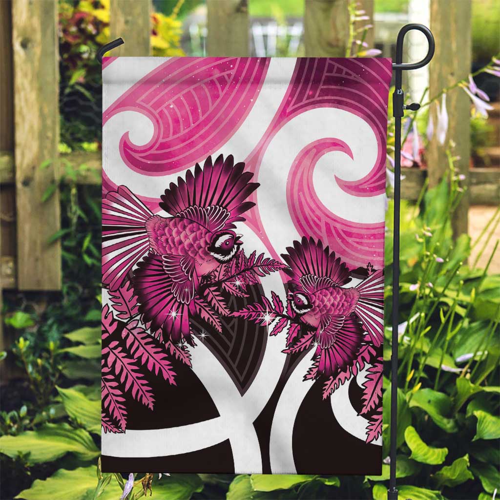 Piwakawaka New Zealand Matariki Garden Flag Maori New Year Silver Fern Pink Galaxy