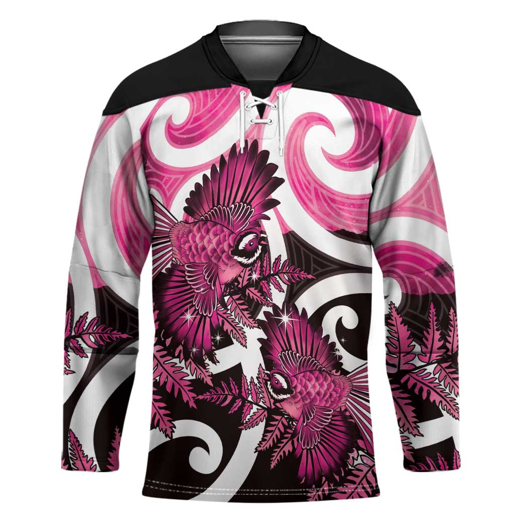 Piwakawaka New Zealand Matariki Hockey Jersey Maori New Year Silver Fern Pink Galaxy LT14 Unisex Pink - Polynesian Pride