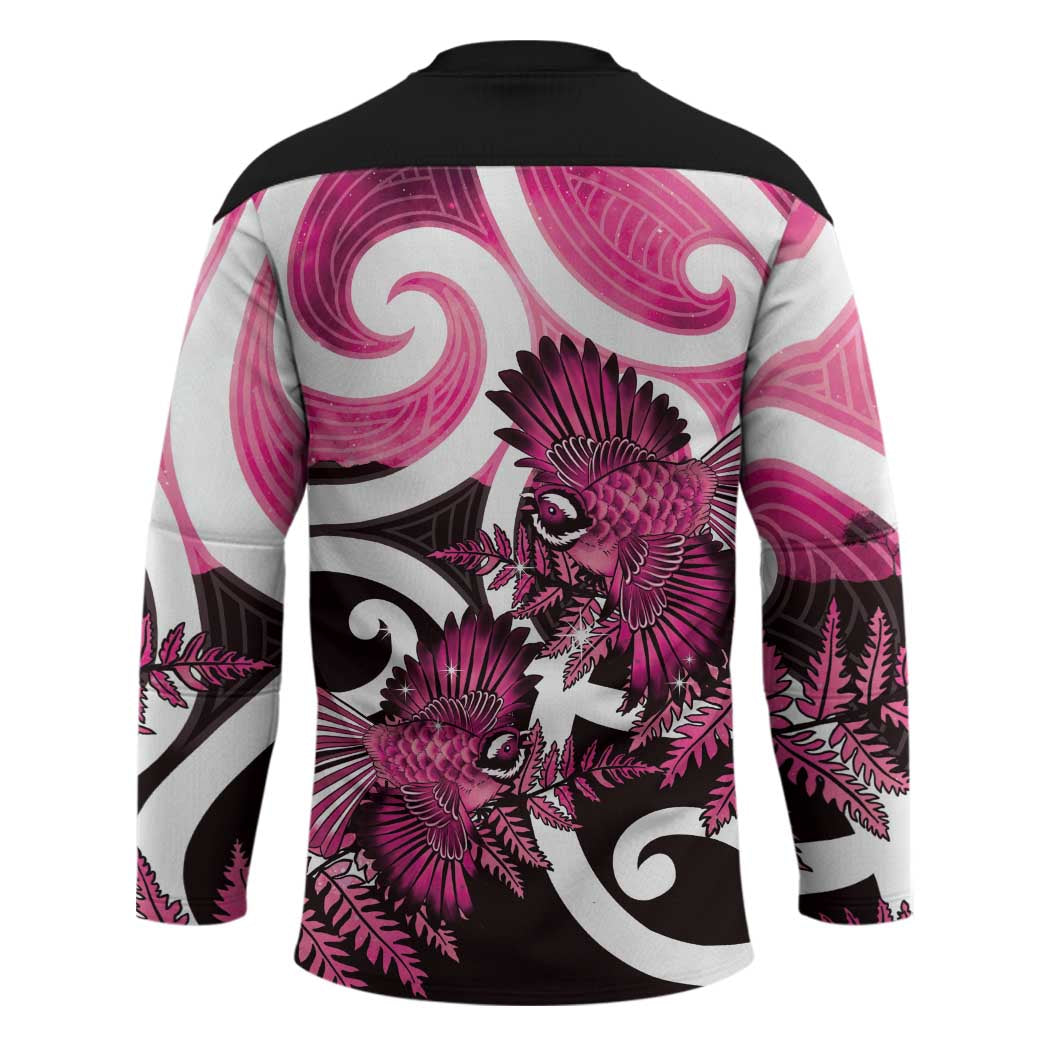 Piwakawaka New Zealand Matariki Hockey Jersey Maori New Year Silver Fern Pink Galaxy LT14 - Polynesian Pride