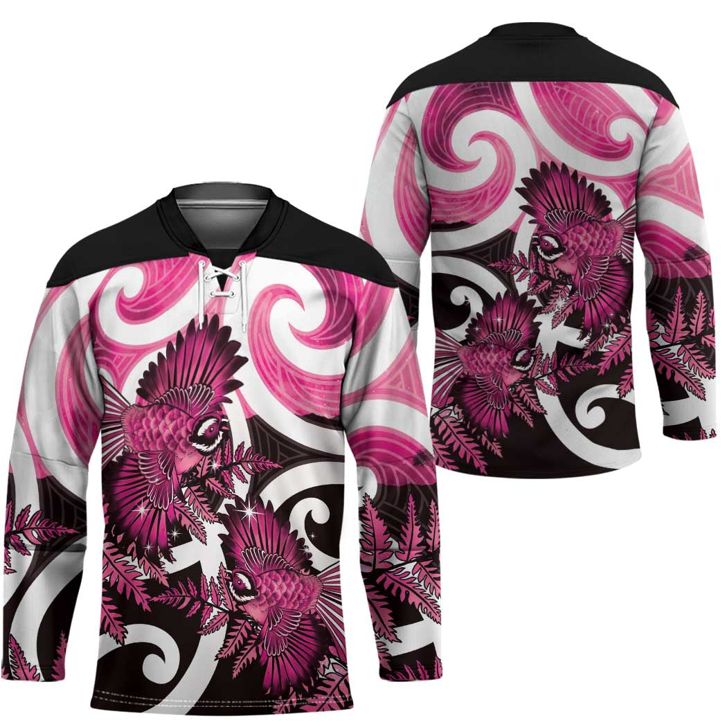 Piwakawaka New Zealand Matariki Hockey Jersey Maori New Year Silver Fern Pink Galaxy LT14 - Polynesian Pride