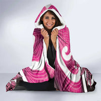 Piwakawaka New Zealand Matariki Hooded Blanket Maori New Year Silver Fern Pink Galaxy