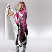 Piwakawaka New Zealand Matariki Hooded Blanket Maori New Year Silver Fern Pink Galaxy