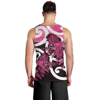 Piwakawaka New Zealand Matariki Men Tank Top Maori New Year Silver Fern Pink Galaxy
