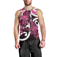 Piwakawaka New Zealand Matariki Men Tank Top Maori New Year Silver Fern Pink Galaxy