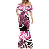 Piwakawaka New Zealand Matariki Mermaid Dress Maori New Year Silver Fern Pink Galaxy
