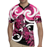 Piwakawaka New Zealand Matariki Rugby Jersey Maori New Year Silver Fern Pink Galaxy
