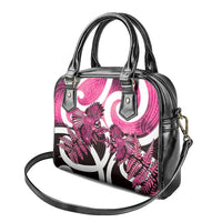 Piwakawaka New Zealand Matariki Shoulder Handbag Maori New Year Silver Fern Pink Galaxy