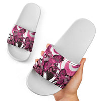 Piwakawaka New Zealand Matariki Slide Sandals Maori New Year Silver Fern Pink Galaxy