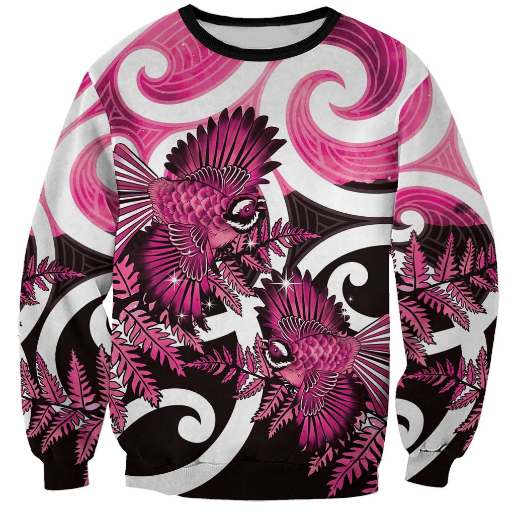 Piwakawaka New Zealand Matariki Sweatshirt Maori New Year Silver Fern Pink Galaxy LT14 Unisex Pink - Polynesian Pride
