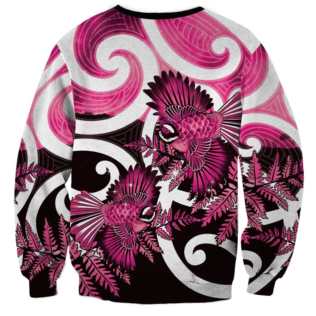 Piwakawaka New Zealand Matariki Sweatshirt Maori New Year Silver Fern Pink Galaxy LT14 - Polynesian Pride