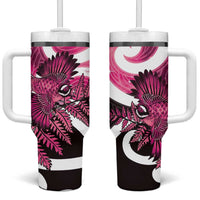 Piwakawaka New Zealand Matariki Tumbler With Handle Maori New Year Silver Fern Pink Galaxy