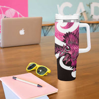 Piwakawaka New Zealand Matariki Tumbler With Handle Maori New Year Silver Fern Pink Galaxy