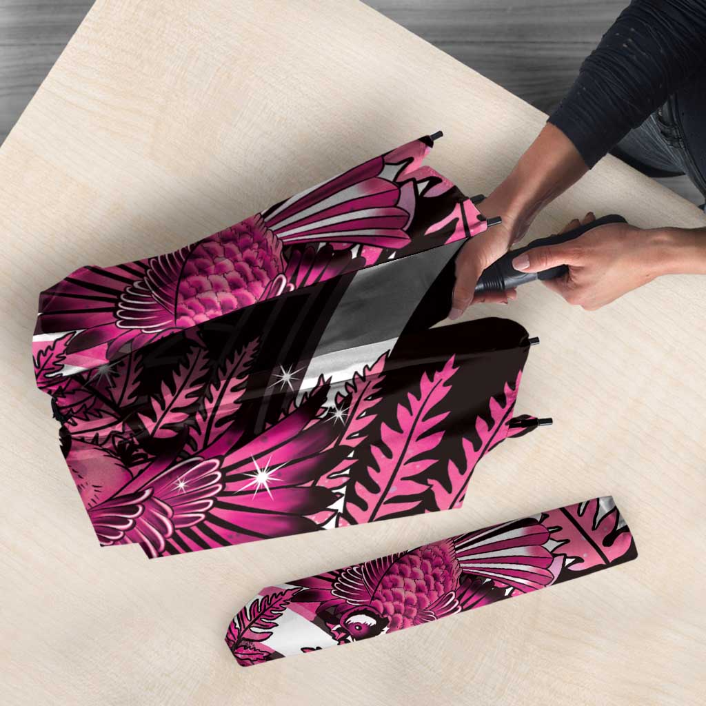 Piwakawaka New Zealand Matariki Umbrella Maori New Year Silver Fern Pink Galaxy