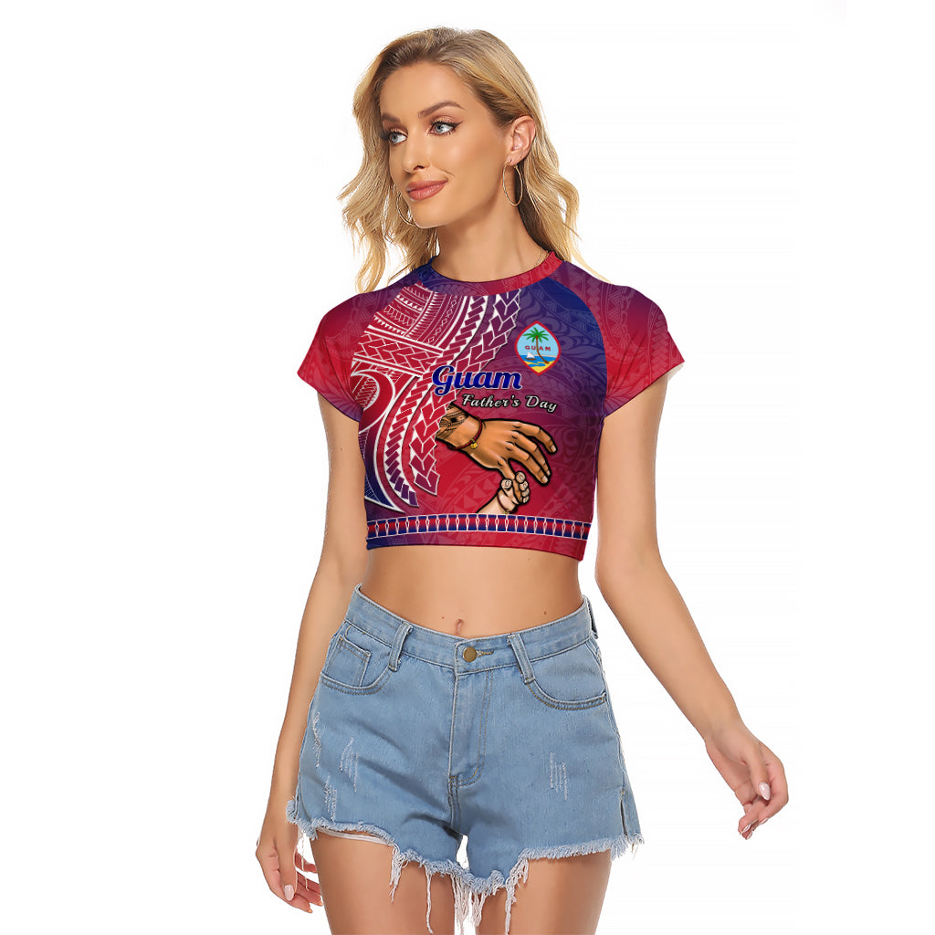 Polynesian Pride Father Day Guam Raglan Cropped T Shirt I Love You Dad Guaman Latte Stone LT14 Female Red - Polynesian Pride