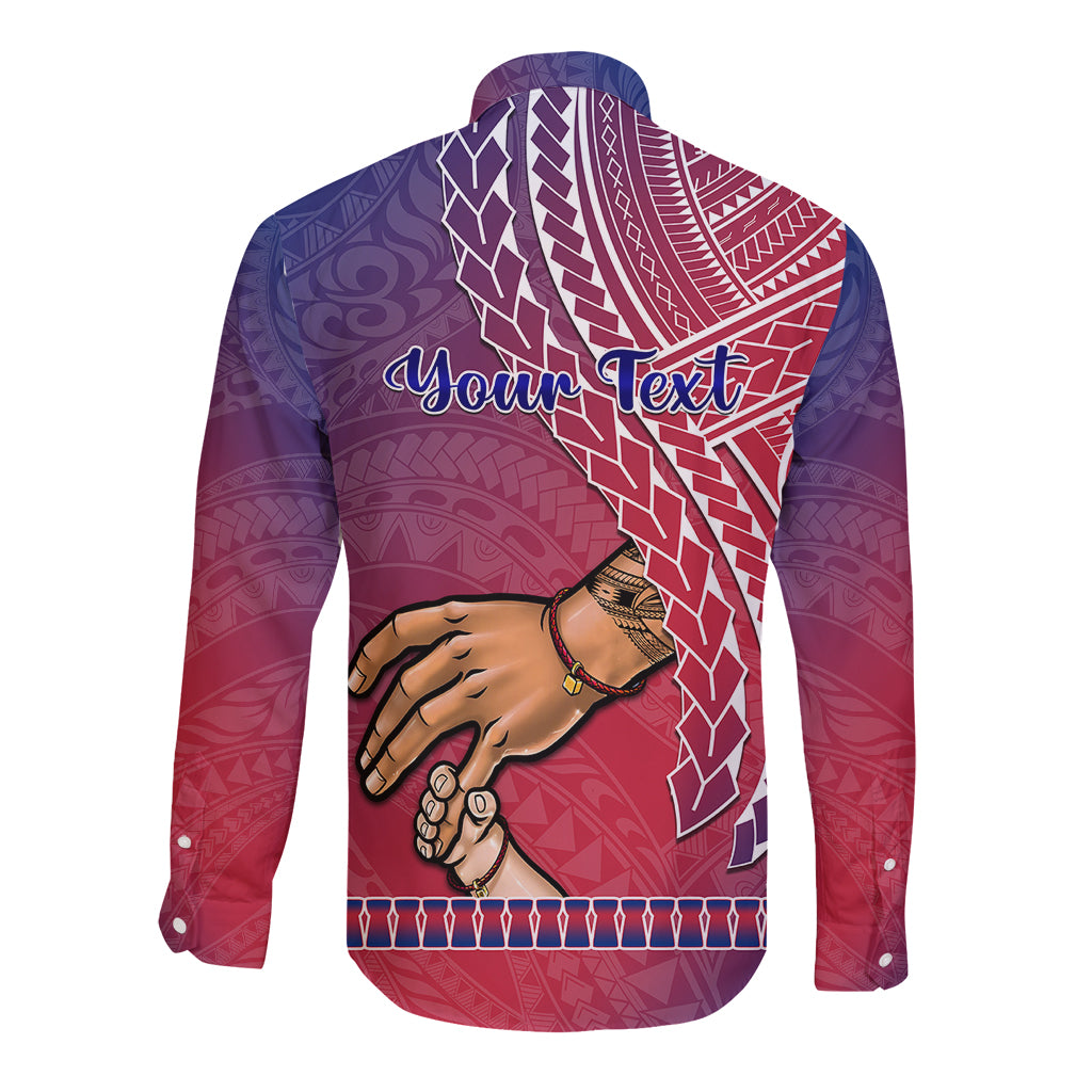 Personalised Father Day Guam Long Sleeve Button Shirt I Love You Dad Guaman Latte Stone LT14 - Polynesian Pride