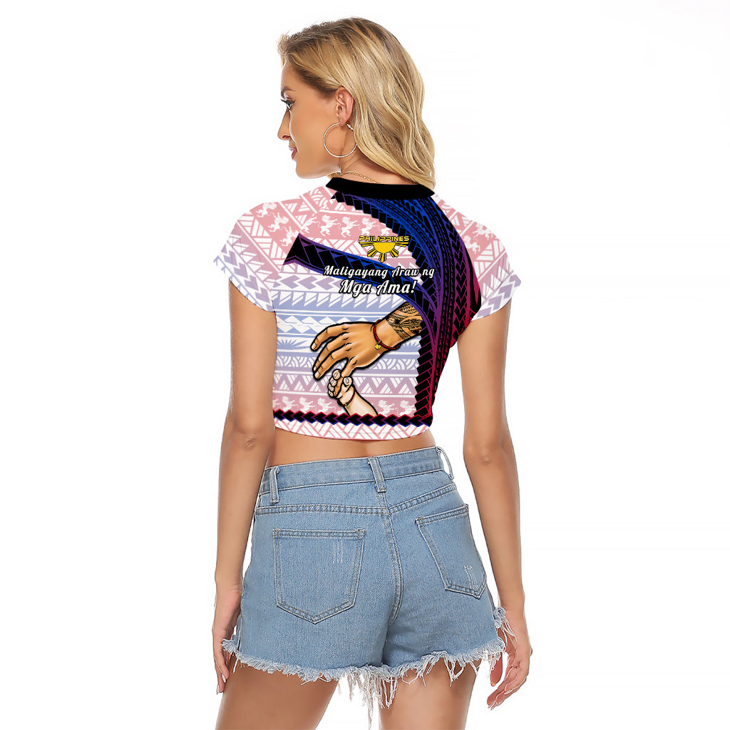 Polynesian Pride Father Day Philippines Raglan Cropped T Shirt Filipino Pattern Maligayang Araw ng Mga Ama LT14 - Polynesian Pride