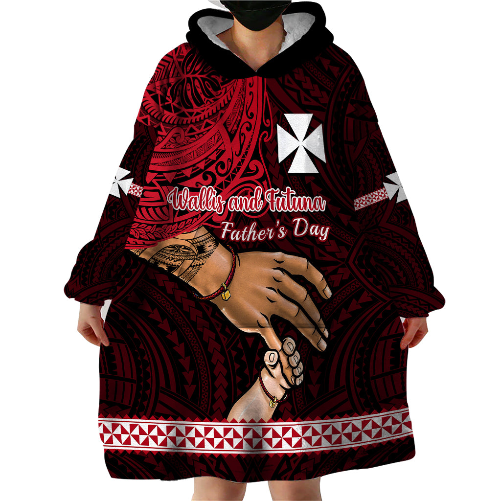 Personalised Father Day Wallis and Futuna Wearable Blanket Hoodie I Love You Dad LT14 - Polynesian Pride
