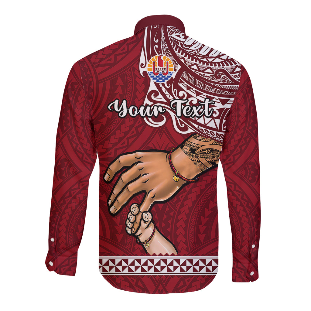 Personalised Father Day French Polynesia Long Sleeve Button Shirt I Love You Dad LT14 - Polynesian Pride