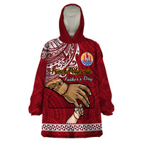 Personalised Father Day French Polynesia Wearable Blanket Hoodie I Love You Dad LT14 One Size Blue - Polynesian Pride