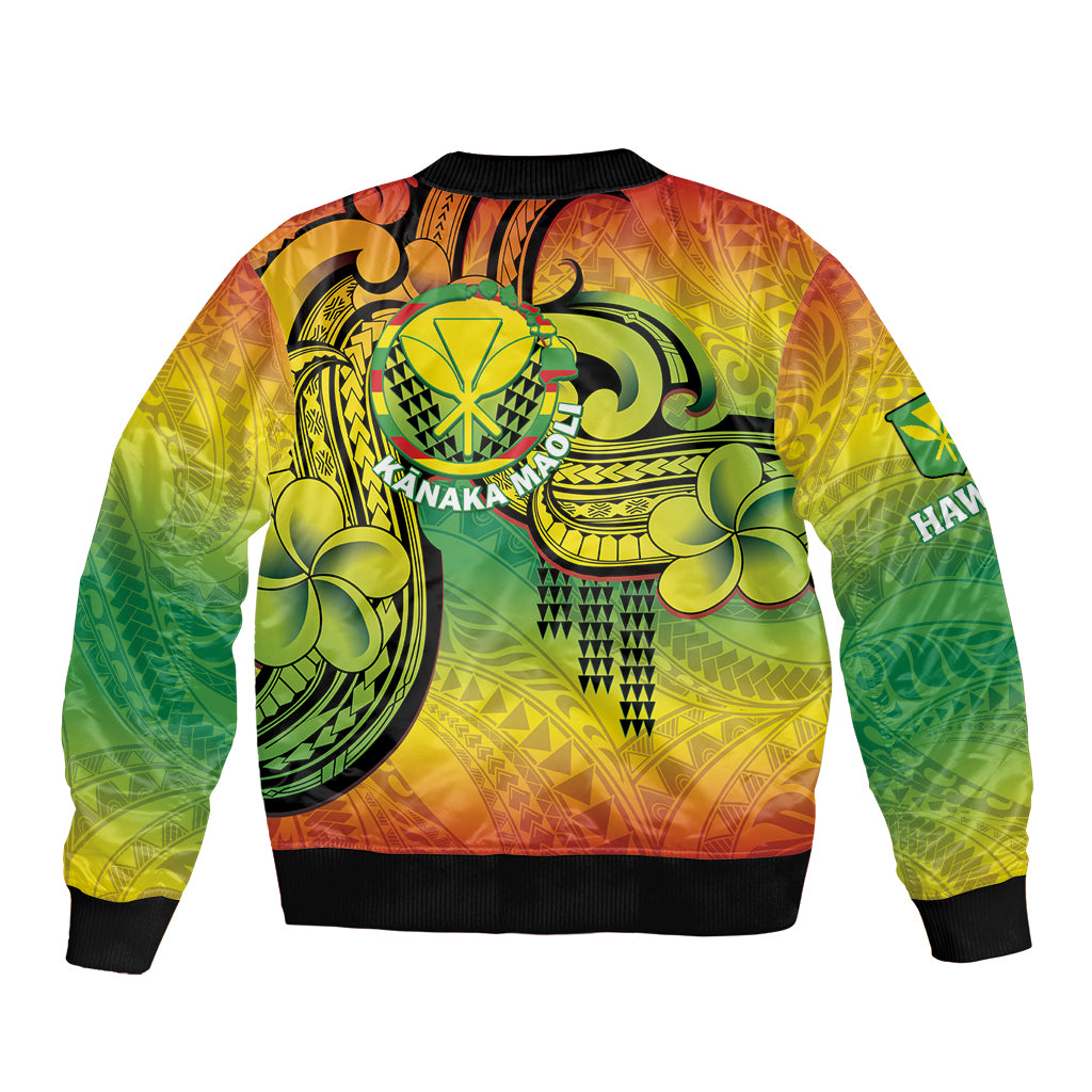 Hawaii Flag Day Bomber Jacket Kanaka Maoli With Kakau Polynesian Pattern LT14