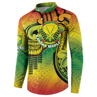 Hawaii Flag Day Button Sweatshirt Kanaka Maoli With Kakau Polynesian Pattern LT14