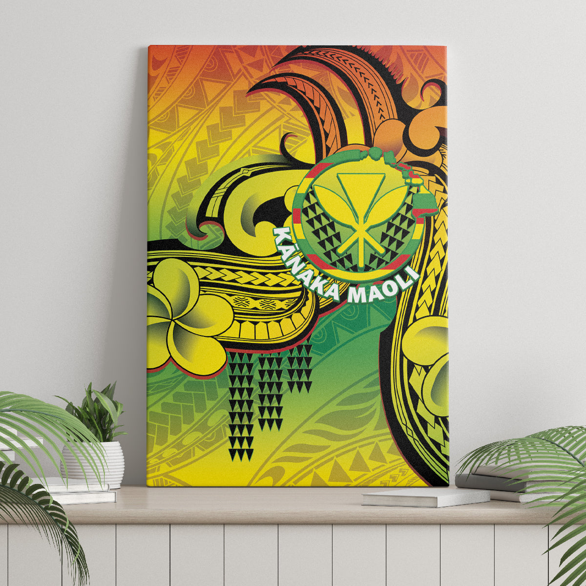 Hawaii Flag Day Canvas Wall Art Kanaka Maoli With Kakau Polynesian Pattern