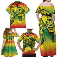 Hawaii Flag Day Family Matching Off Shoulder Maxi Dress and Hawaiian Shirt Kanaka Maoli With Kakau Polynesian Pattern LT14