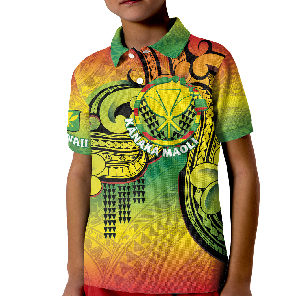 Hawaii Flag Day Kid Polo Shirt Kanaka Maoli With Kakau Polynesian Pattern LT14