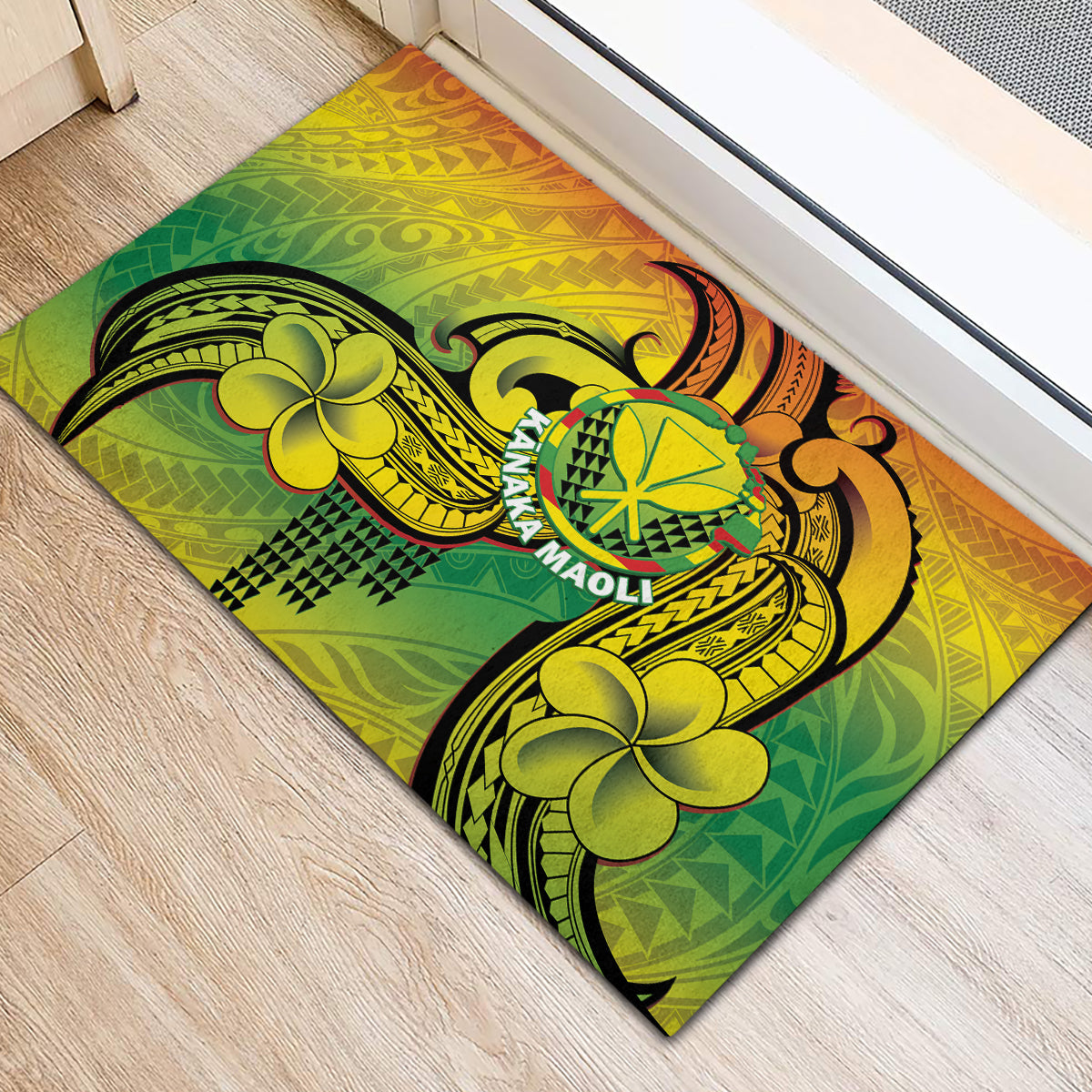 Hawaii Flag Day Rubber Doormat Kanaka Maoli With Kakau Polynesian Pattern